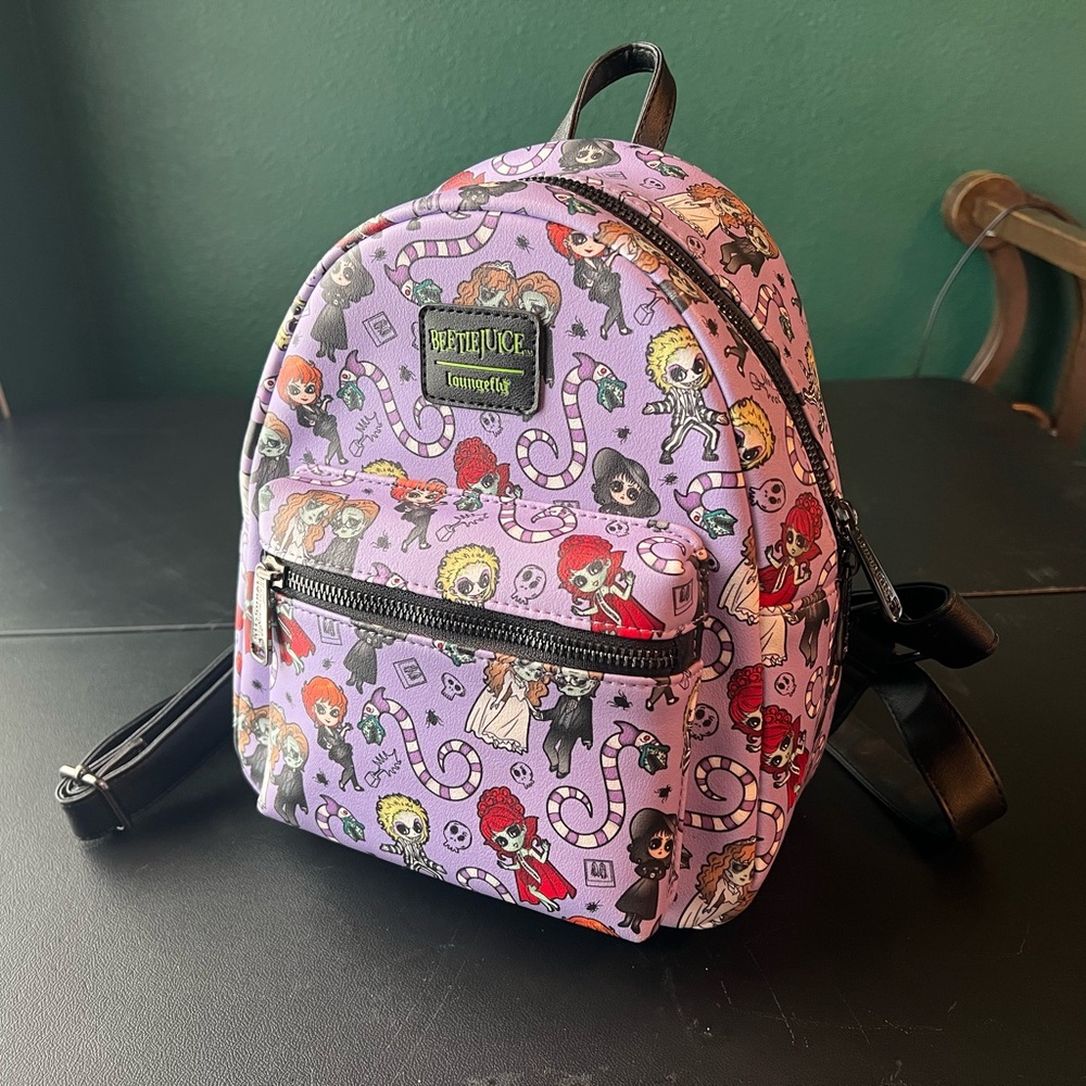 Beetlejuice Loungefly Purple Chibi Characters Mini Backpack